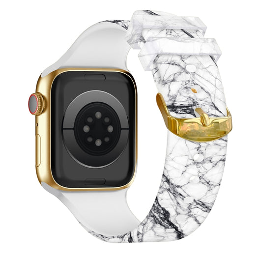 Square Buckle Color Printing Watch Band For Apple Watch Series 9&8&7 41mm / SE 3&SE 2&6&SE&5&4 40mm / 3&2&1 38mm(Marble 4) by bashfashion