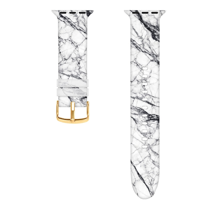 Square Buckle Color Printing Watch Band For Apple Watch Series 9&8&7 41mm / SE 3&SE 2&6&SE&5&4 40mm / 3&2&1 38mm(Marble 4) by bashfashion