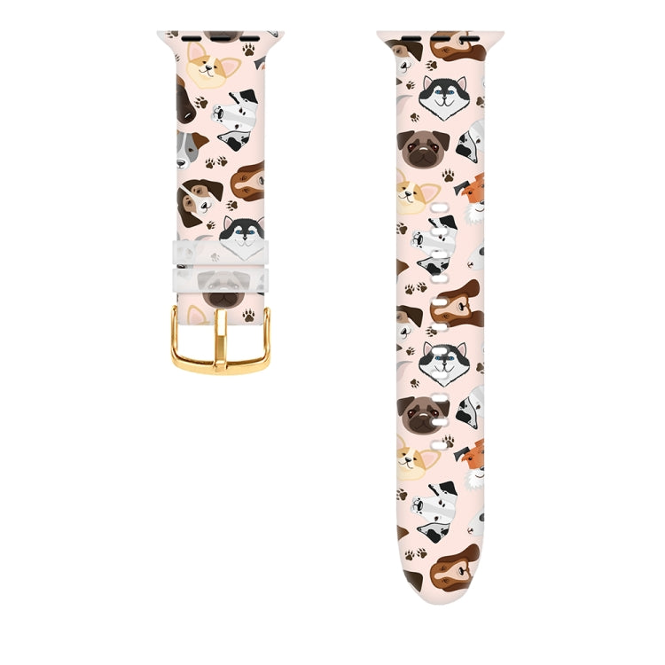 Square Buckle Color Printing Watch Band For Apple Watch Series 9&8&7 41mm / SE 3&SE 2&6&SE&5&4 40mm / 3&2&1 38mm(Animal 1) by bashfashion