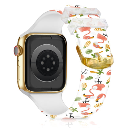 Square Buckle Color Printing Watch Band For Apple Watch Series 9&8&7 41mm / SE 3&SE 2&6&SE&5&4 40mm / 3&2&1 38mm(Flamingo 2) by bashfashion