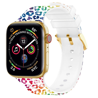 Square Buckle Color Printing Watch Band For Apple Watch Series 9&8&7 41mm / SE 3&SE 2&6&SE&5&4 40mm / 3&2&1 38mm(Leopard 6) by bashfashion