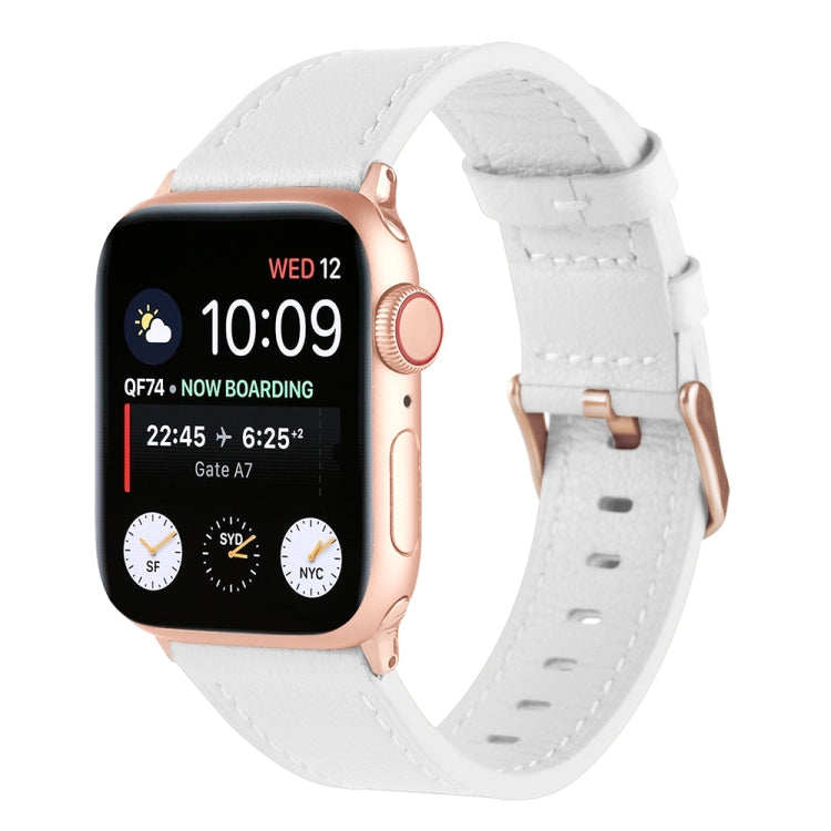 Universal Genuine Leather Watch Band For Apple Watch Ultra 49mm / Series 8&7 45mm / SE 2&6&SE&5&4 44mm / 3&2&1 42mm(White) by bashfashion