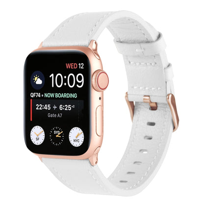 Universal Genuine Leather Watch Band For Apple Watch Ultra 49mm / Series 8&7 45mm / SE 2&6&SE&5&4 44mm / 3&2&1 42mm(White) by bashfashion
