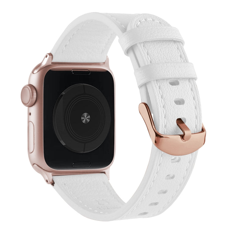 Universal Genuine Leather Watch Band For Apple Watch Ultra 49mm / Series 8&7 45mm / SE 2&6&SE&5&4 44mm / 3&2&1 42mm(White) by bashfashion