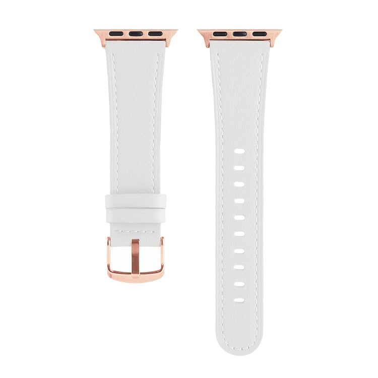 Universal Genuine Leather Watch Band For Apple Watch Ultra 49mm / Series 8&7 45mm / SE 2&6&SE&5&4 44mm / 3&2&1 42mm(White) by bashfashion