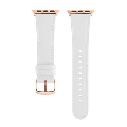 Universal Genuine Leather Watch Band For Apple Watch Ultra 49mm / Series 8&7 45mm / SE 2&6&SE&5&4 44mm / 3&2&1 42mm(White) by bashfashion