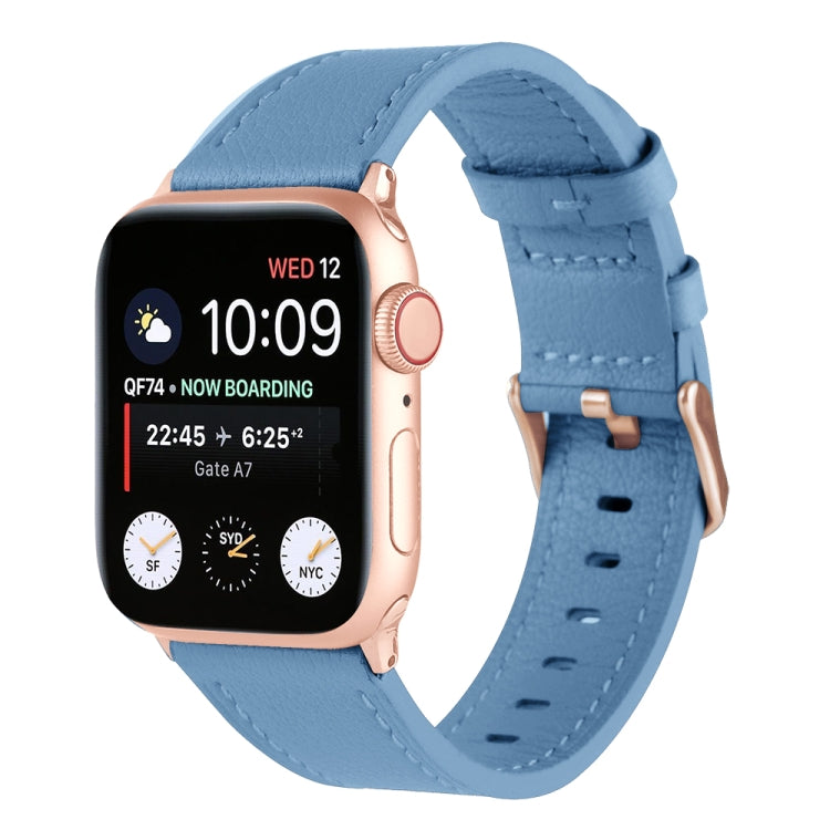 Universal Genuine Leather Watch Band For Apple Watch Ultra 49mm / Series 8&7 45mm / SE 2&6&SE&5&4 44mm / 3&2&1 42mm(Lake Blue) by bashfashion