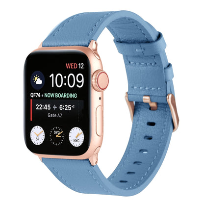 Universal Genuine Leather Watch Band For Apple Watch Ultra 49mm / Series 8&7 45mm / SE 2&6&SE&5&4 44mm / 3&2&1 42mm(Lake Blue) by bashfashion