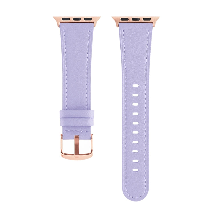 Universal Genuine Leather Watch Band For Apple Watch Ultra 49mm / Series 8&7 45mm / SE 2&6&SE&5&4 44mm / 3&2&1 42mm(Lavender Purple) by bashfashion
