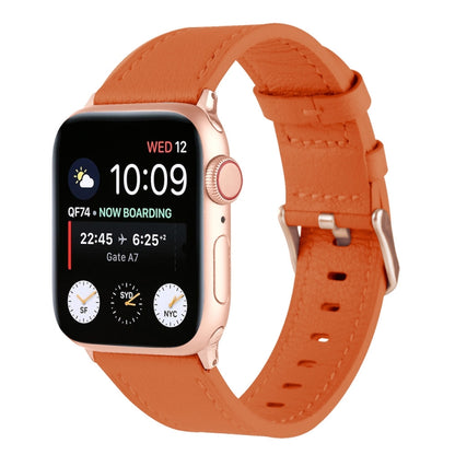 Universal Genuine Leather Watch Band For Apple Watch Ultra 49mm / Series 8&7 45mm / SE 2&6&SE&5&4 44mm / 3&2&1 42mm(Orange) by bashfashion