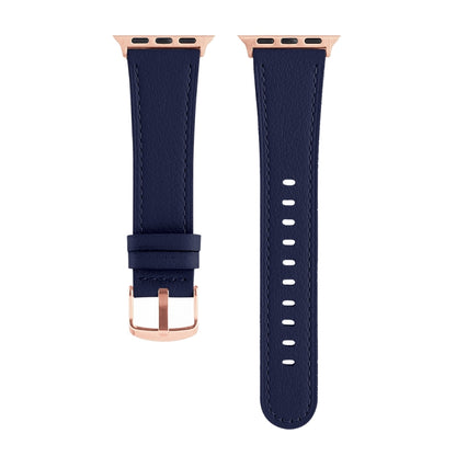 Universal Genuine Leather Watch Band For Apple Watch Ultra 49mm / Series 8&7 45mm / SE 2&6&SE&5&4 44mm / 3&2&1 42mm(Dark Blue) by bashfashion
