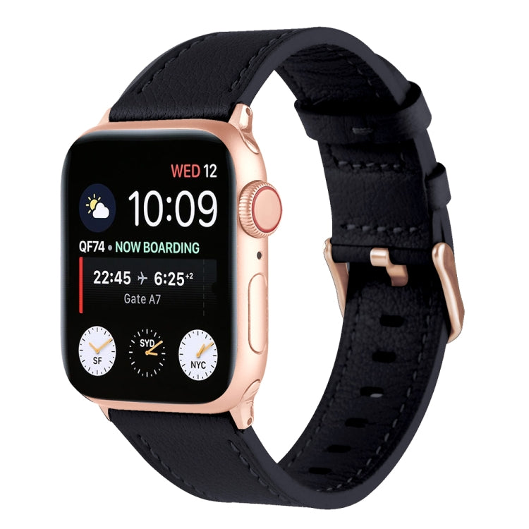 Universal Genuine Leather Watch Band For Apple Watch Ultra 49mm / Series 8&7 45mm / SE 2&6&SE&5&4 44mm / 3&2&1 42mm(Black) by bashfashion