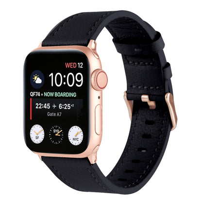 Universal Genuine Leather Watch Band For Apple Watch Ultra 49mm / Series 8&7 45mm / SE 2&6&SE&5&4 44mm / 3&2&1 42mm(Black) by bashfashion