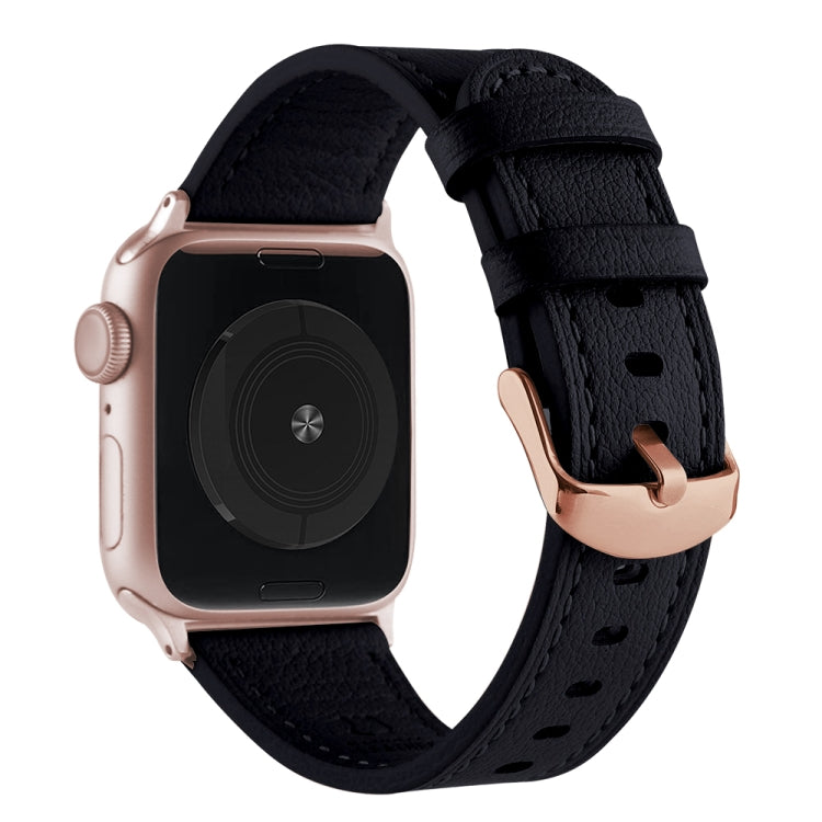 Universal Genuine Leather Watch Band For Apple Watch Ultra 49mm / Series 8&7 45mm / SE 2&6&SE&5&4 44mm / 3&2&1 42mm(Black) by bashfashion