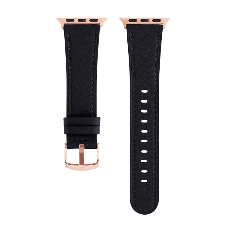Universal Genuine Leather Watch Band For Apple Watch Ultra 49mm / Series 8&7 45mm / SE 2&6&SE&5&4 44mm / 3&2&1 42mm(Black) by bashfashion