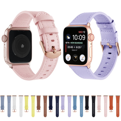 Universal Genuine Leather Watch Band For Apple Watch Ultra 49mm / Series 8&7 45mm / SE 2&6&SE&5&4 44mm / 3&2&1 42mm(White) by bashfashion