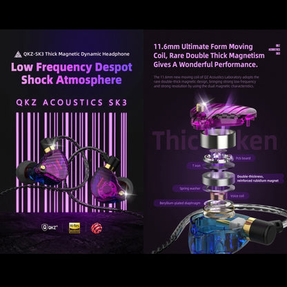 QKZ SK3 3.5mm Sports In-ear Wired HIFI Bass Stereo Sound Earphone with Mic(Black) by QKZ