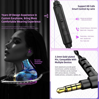 QKZ SK3 3.5mm Sports In-ear Wired HIFI Bass Stereo Sound Earphone with Mic(Blue Purple) by QKZ