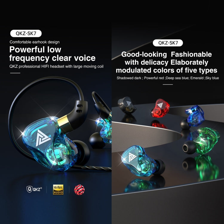 QKZ SK7 3.5mm Sports In-ear Copper Driver Wired HIFI Stereo Earphone with Mic(Sky Blue) by QKZ