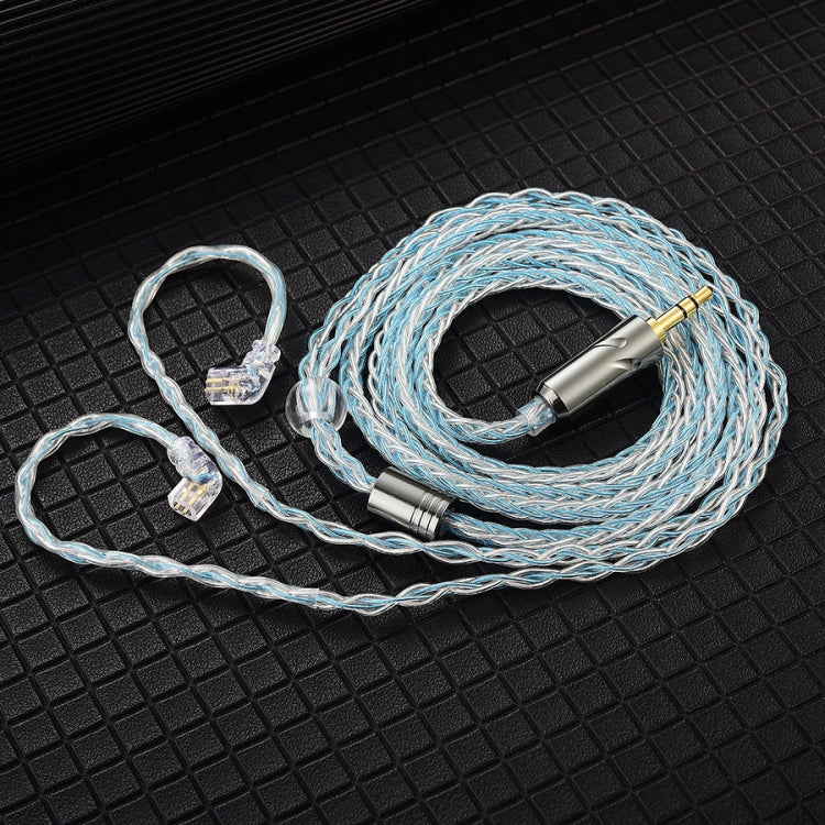 QKZ T1 8 Core TC Silver Plated 3.5mm 0.75mm 2PIN HIFI Earphone Update Cable(Blue) by QKZ