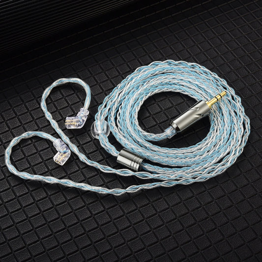 QKZ T1 8 Core TC Silver Plated 3.5mm 0.75mm 2PIN HIFI Earphone Update Cable(Blue) by QKZ