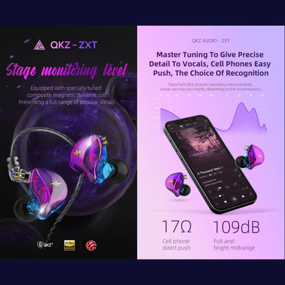 QKZ ZXT Sports In-ear Wired Control Plug HIFI Stereo Stage Monitor Earphone, Style:with Mic(Transparent) by QKZ