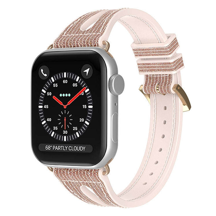 Slim Glitter Watch Band For Apple Watch Ultra 49mm&Watch Ultra 2 49mm / Series 9&8&7 45mm / SE 3&SE 2&6&SE&5&4 44mm / 3&2&1 42mm(Gold) by bashfashion