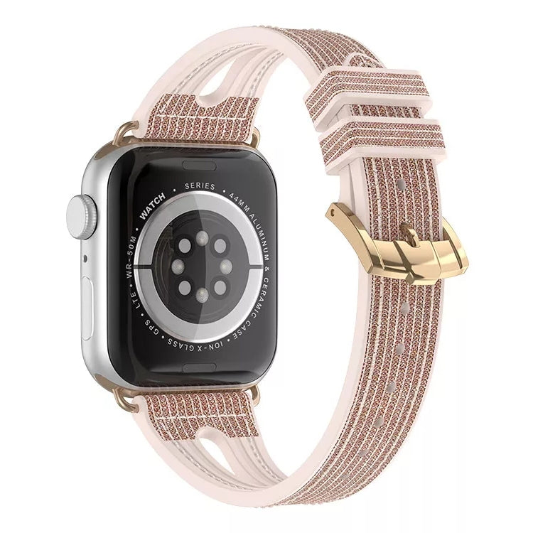 Slim Glitter Watch Band For Apple Watch Ultra 49mm&Watch Ultra 2 49mm / Series 9&8&7 45mm / SE 3&SE 2&6&SE&5&4 44mm / 3&2&1 42mm(Gold) by bashfashion