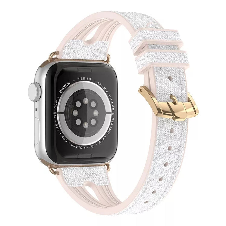 Slim Glitter Watch Band For Apple Watch Ultra 49mm&Watch Ultra 2 49mm / Series 9&8&7 45mm / SE 3&SE 2&6&SE&5&4 44mm / 3&2&1 42mm(Silver) by bashfashion