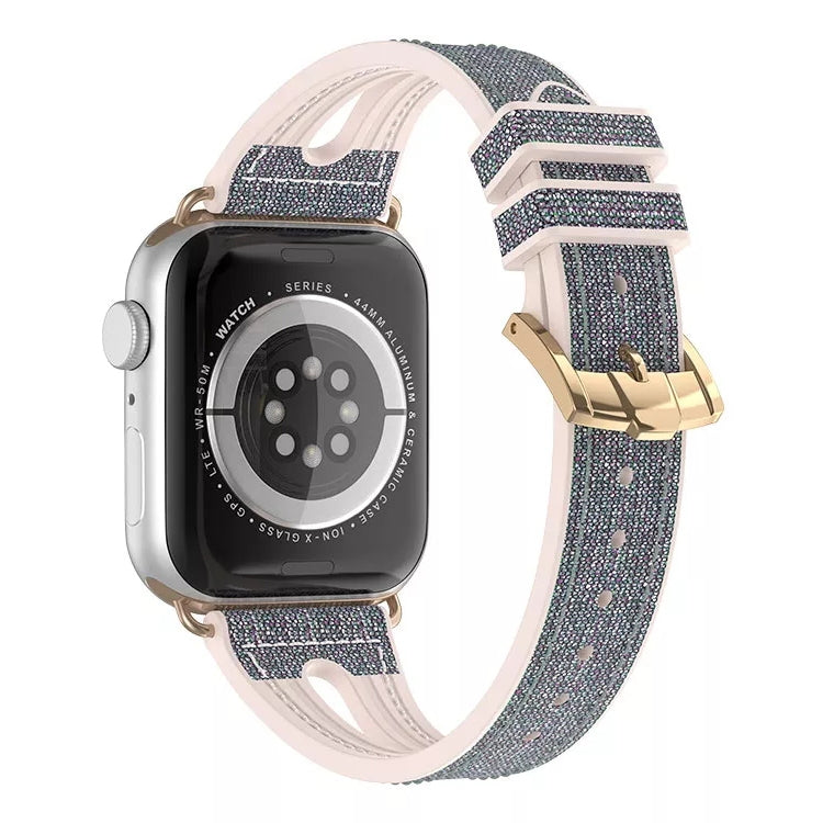 Slim Glitter Watch Band For Apple Watch Ultra 49mm&Watch Ultra 2 49mm / Series 9&8&7 45mm / SE 3&SE 2&6&SE&5&4 44mm / 3&2&1 42mm(Black) by bashfashion