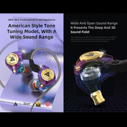 QKZ AK3 FiLe In-ear Subwoofer Wire-controlled Earphone with Mic(Black) by QKZ