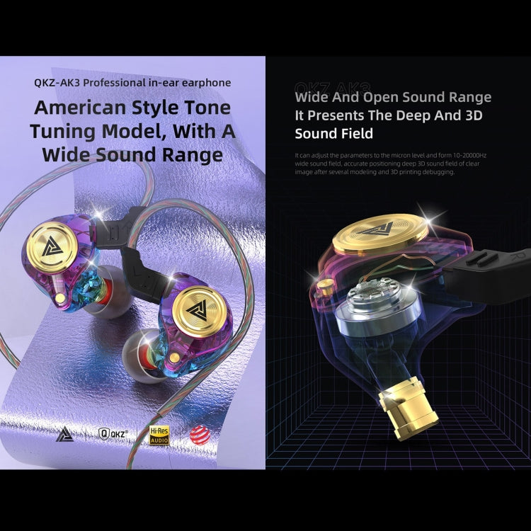 QKZ AK3 FiLe In-ear Subwoofer Wire-controlled Earphone with Mic(White) by QKZ