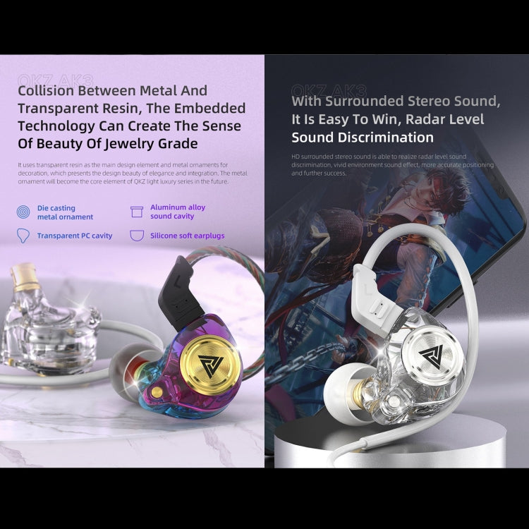 QKZ AK3 FiLe In-ear Subwoofer Wire-controlled Earphone with Mic(Cyan) by QKZ