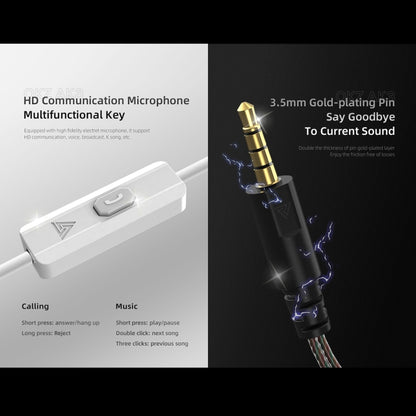 QKZ AK3 FiLe In-ear Subwoofer Wire-controlled Earphone with Mic(Cyan) by QKZ