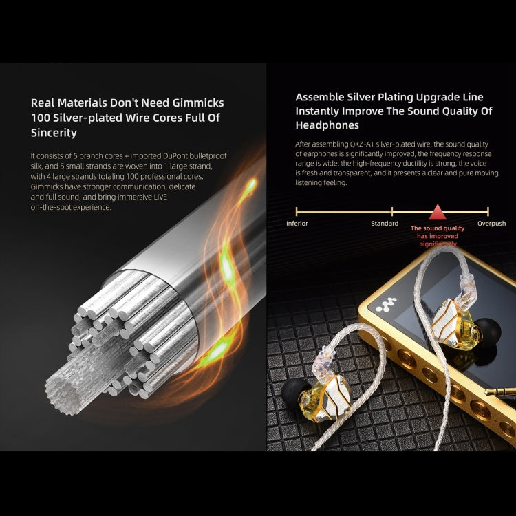 QKZ A1 Four-strand Silver-plated Wired Earphone by QKZ