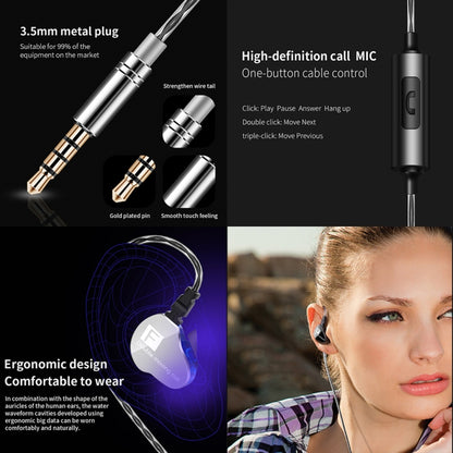 QKZ F910 In-Ear Subwoofer Dual Dynamic Earphone(Black) by QKZ