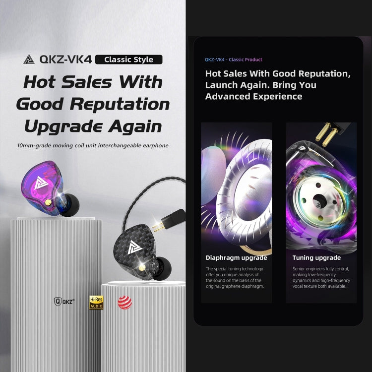 QKZ VK4 In-Ear Subwoofer HiFi Wire-controlled Earphone with Mic(Colorful Version) by QKZ