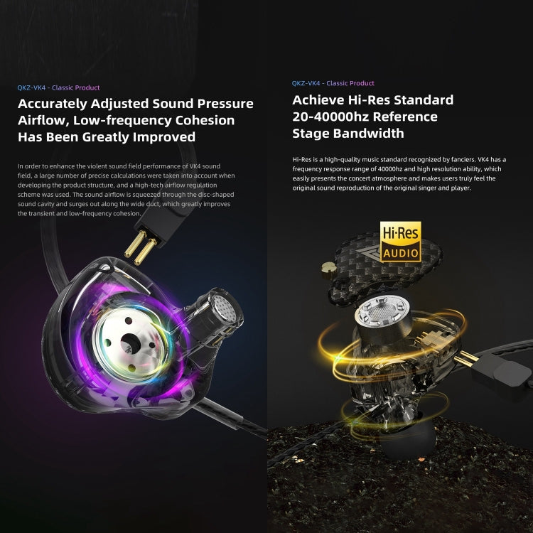 QKZ VK4 In-Ear Subwoofer HiFi Wire-controlled Earphone with Mic(Colorful Version) by QKZ