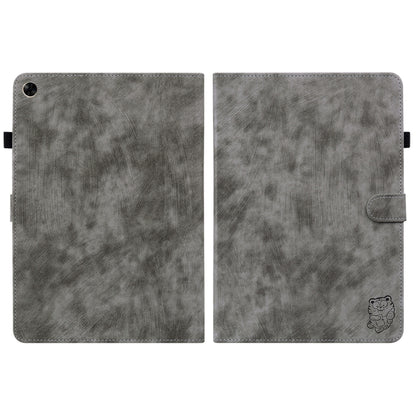 For Realme Pad 10.4 Tiger Pattern PU Tablet Case(Grey) by bashfashion