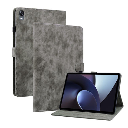For OPPO Pad 11 Tiger Pattern PU Tablet Case(Grey) by bashfashion
