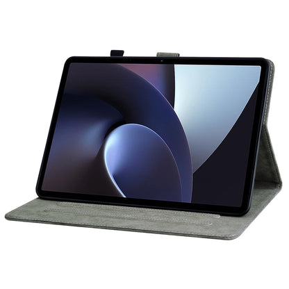 For OPPO Pad 11 Tiger Pattern PU Tablet Case(Grey) by bashfashion