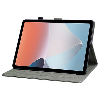 For OPPO Pad Air Tiger Pattern PU Tablet Case(Grey) by bashfashion