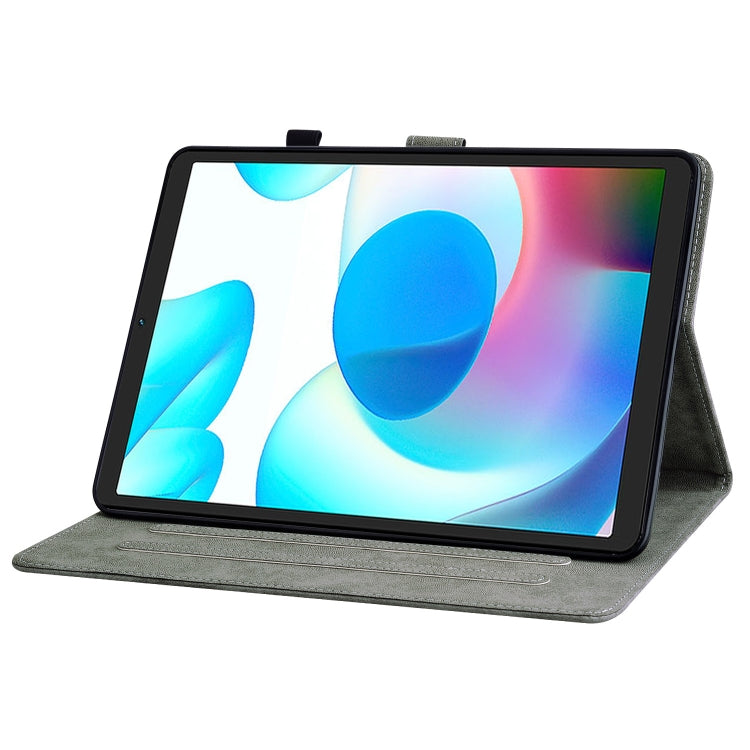 For Realme Pad Mini 8.7 Tiger Pattern PU Tablet Case(Grey) by bashfashion