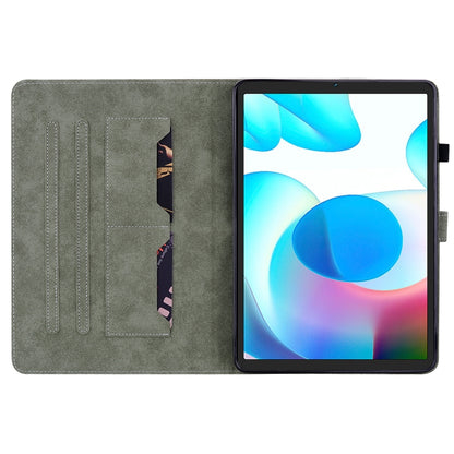 For Realme Pad Mini 8.7 Tiger Pattern PU Tablet Case(Grey) by bashfashion
