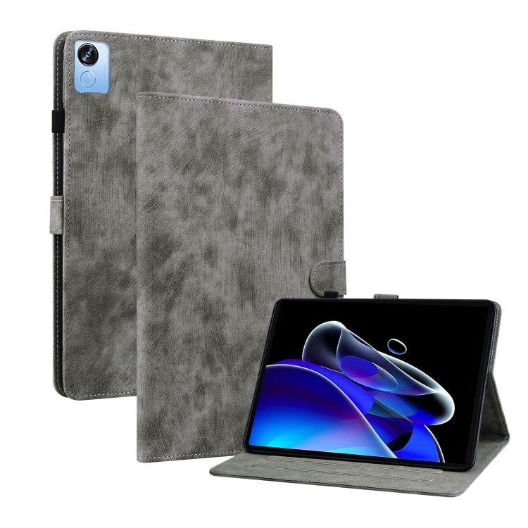 For Realme Pad X Tiger Pattern PU Tablet Case(Grey) by bashfashion