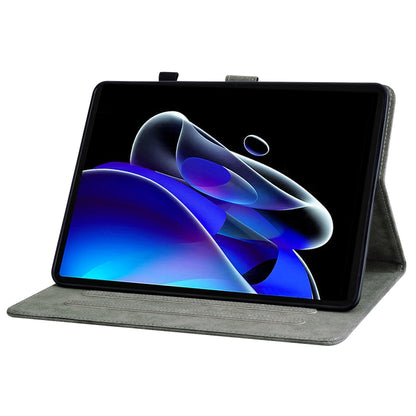 For Realme Pad X Tiger Pattern PU Tablet Case(Grey) by bashfashion