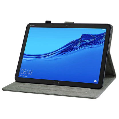 For Huawei MediaPad M5 Lite 10/C5 10.1 Tiger Pattern PU Tablet Case(Grey) by bashfashion