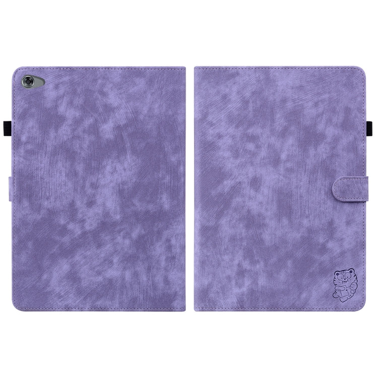 For Huawei MediaPad M5 Lite 10/C5 10.1 Tiger Pattern PU Tablet Case(Purple) by bashfashion