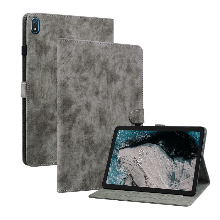 For Nokia T20 10.4 2021 Tiger Pattern PU Tablet Case(Grey) by bashfashion