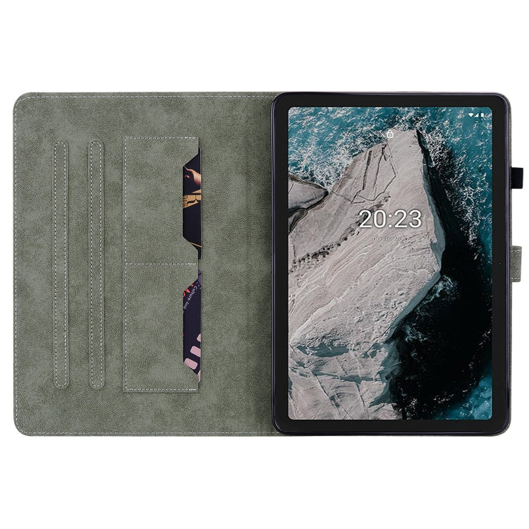 For Nokia T20 10.4 2021 Tiger Pattern PU Tablet Case(Grey) by bashfashion